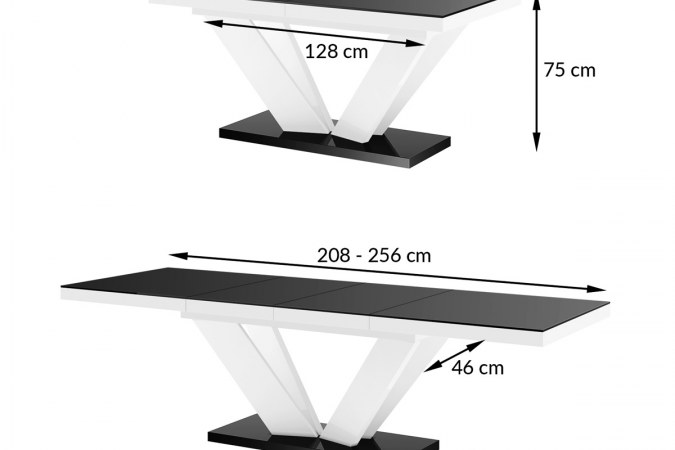 VIVA 2 table (high gloss/super matt) 160-256 cm